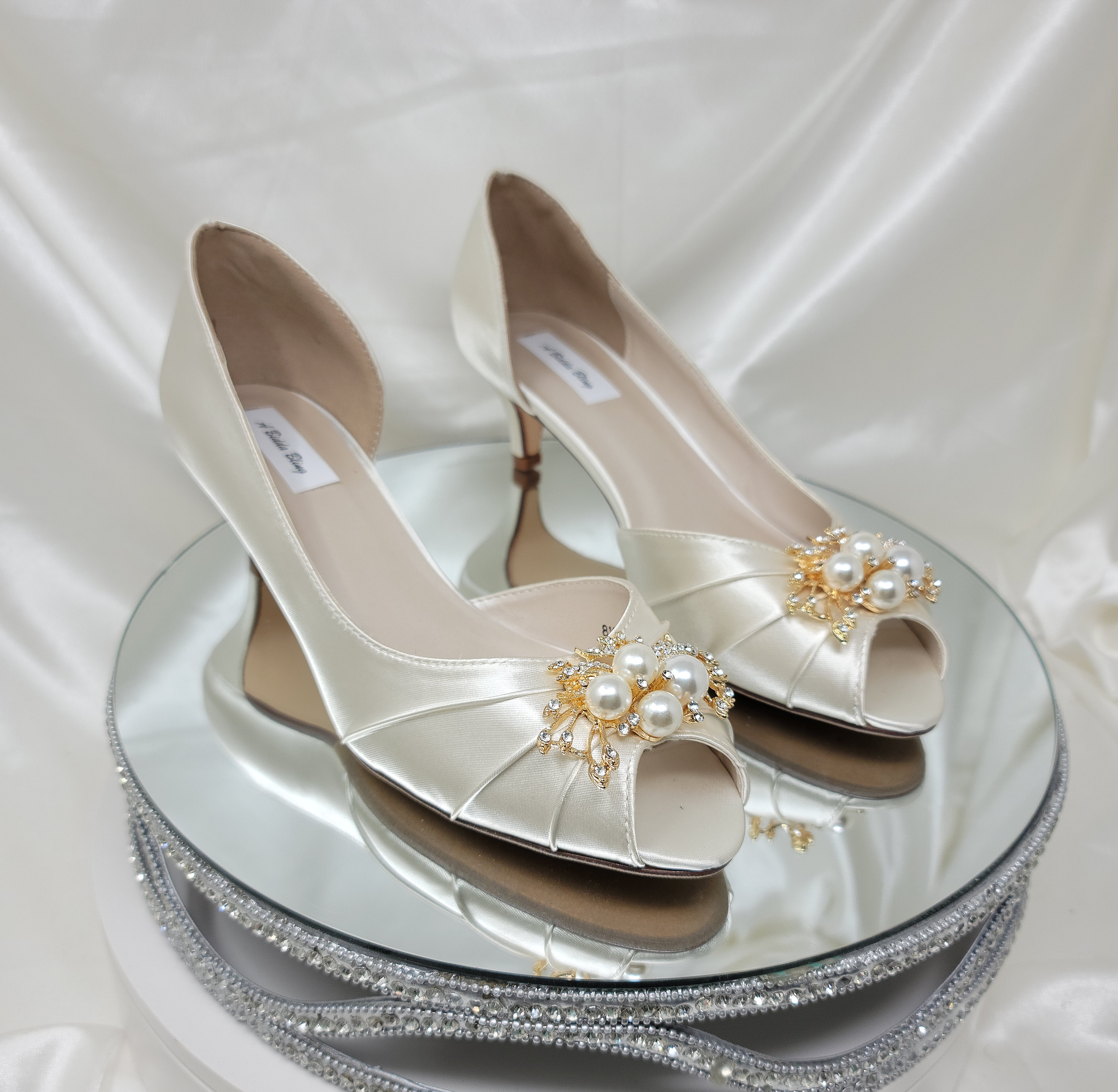 Gold Wedding Shoes Silver Gatsby Shoes Champagne Wedding Shoes Mid Heel  Vintage Style 40s Round Toe, image size:3000x2930