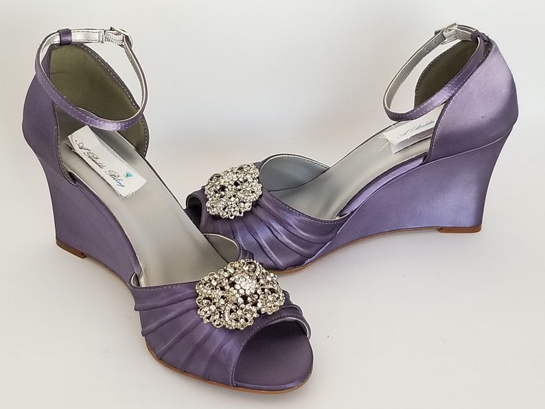 purple wedge wedding shoes