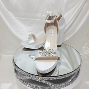 White Wedding Shoes with Silver Applique White Platform Bridal Heels White Platform Wedding Shoes White Platform Bridal Shoes 100 COLORS