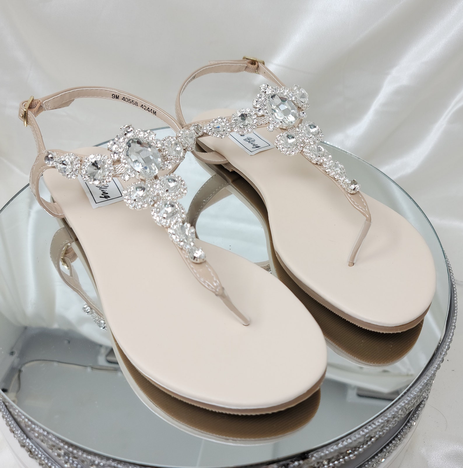 Ivory Wedding Sandals With Chunky Crystals Ivory Bridal - Etsy