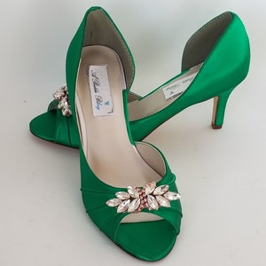 Emerald Green Wedding Shoes Sparkling Rose Gold Design Emerald Green Bridal Shoes or PICK FROM 100 COLORS Emerald Green Bridesmaid Shoes