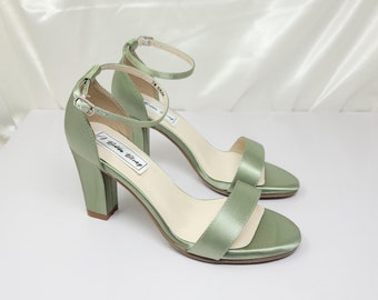 Sage Green Wedding Shoes Sage Green Chunky Heels Green Bridal Shoes or PICK FROM 100 COLORS Sage Green Block Heels Green Bridesmaid Shoes