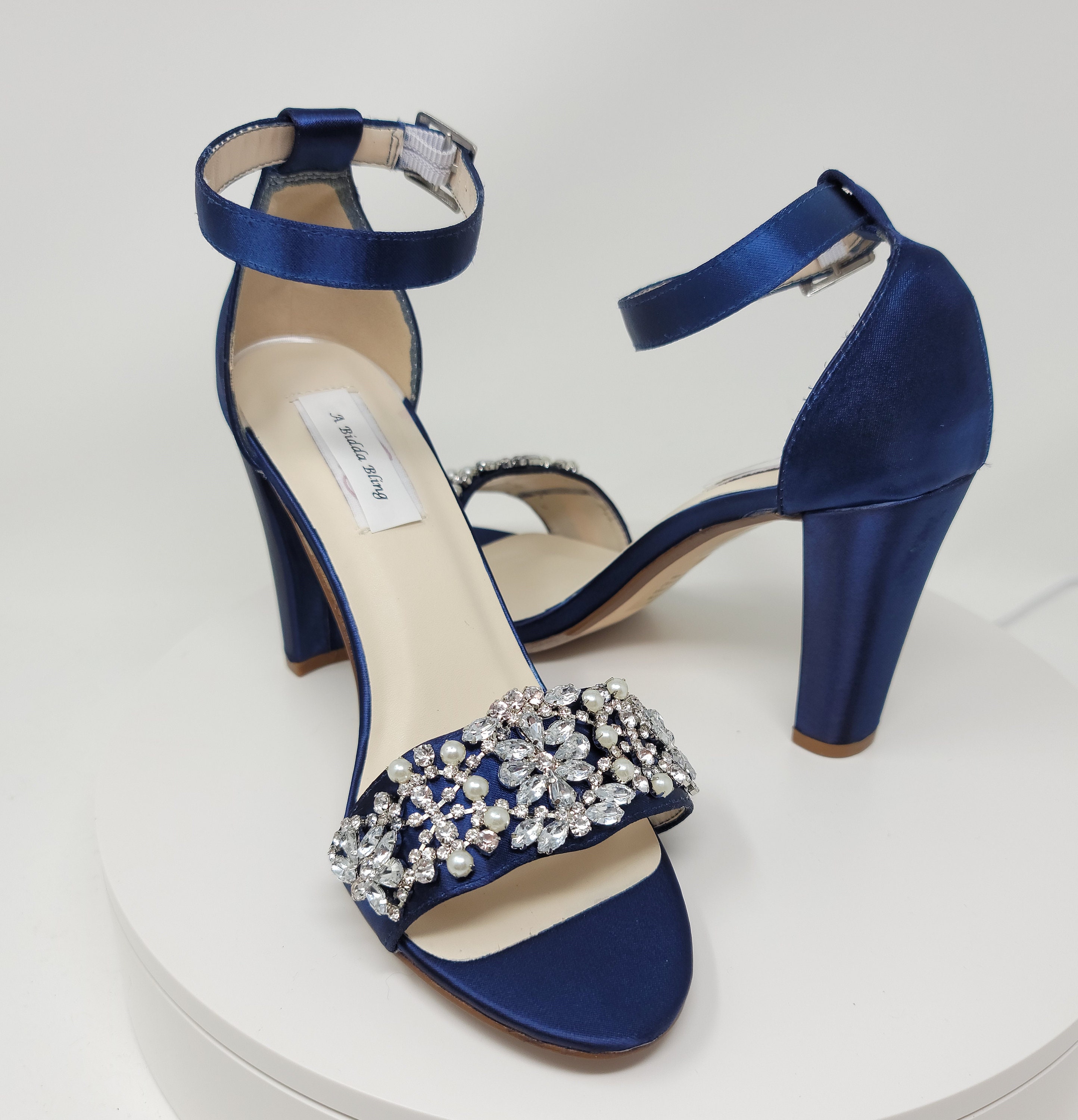 Blue Block Heels Navy Blue Bridal shoes 100 COLORS Navy