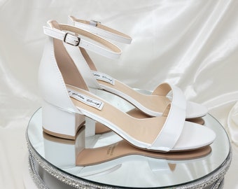 Off white Brautschuhe Chunky Heels Hellelfenbein Creme Creme Brautschuhe Off white Brautsandalen Off white Brautsandalen