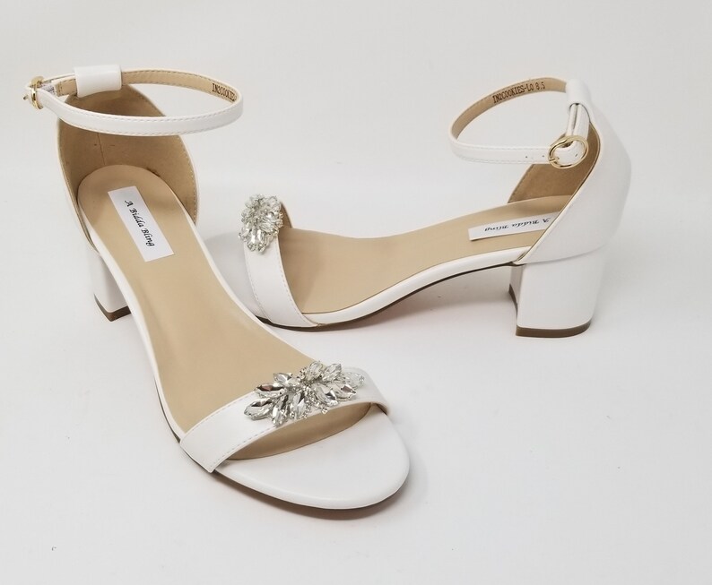 White Bridal Shoes Block Heel White Wedding Shoes Block Heel - Etsy