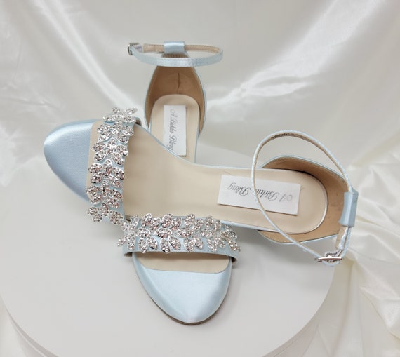 Baby Blue Wedding Shoes Crystal Applique Chunky Heels Baby Blue Block Heel  Wedding Shoes OVER 100 COLORS Blue Wedding Shoes - Etsy