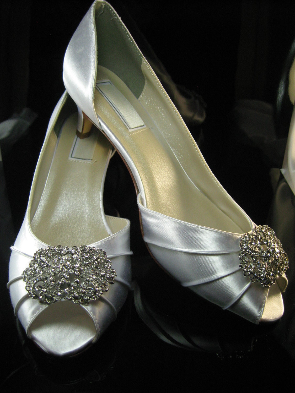 Wedding Shoes with Vintage Style Crystal Brooch Bridal