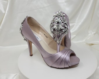 Purple Wedding Shoes Crystal Back Design Purple Bridal Shoes Lavender Wedding Shoes Lavender Bridal Shoes - 100 Color Choices Purple Heels