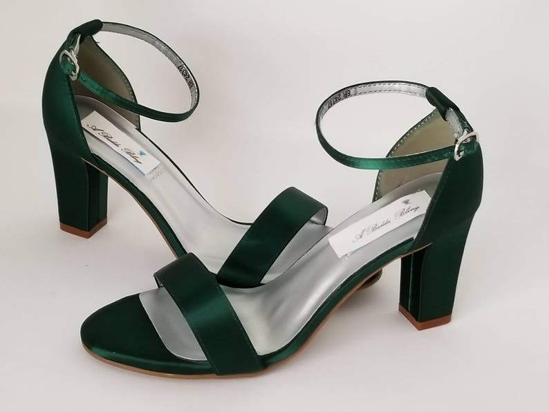 Hunter Green Wedding Shoes Chunky Heels Hunter Green