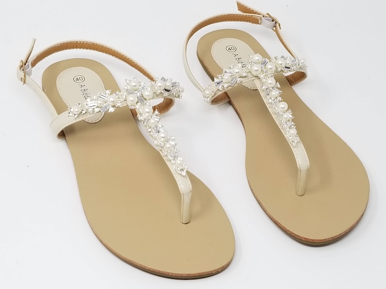 Ivory Wedding Sandals Ivory Bridal Sandals With Crystals and - Etsy