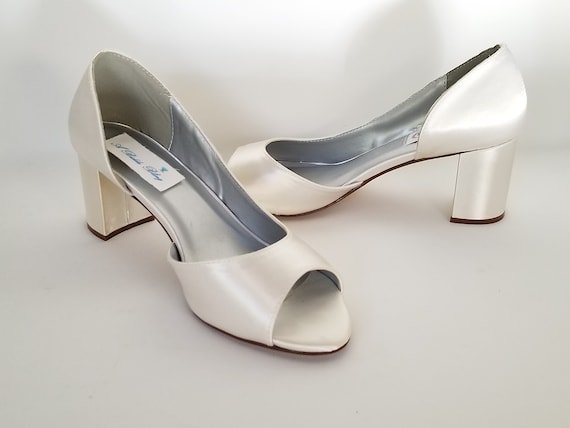 chunky heel ivory wedding shoes