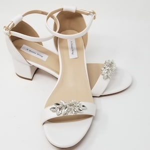 white chunky heel wedding shoes