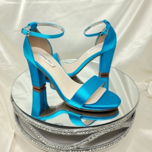 Turquoise Blue Block Heels Blue Wedding Shoes Blue Chunky Heels Blue Bridal Shoes 100 COLORS Turquoise Blue Shoes Cobalt Blue Shoes
