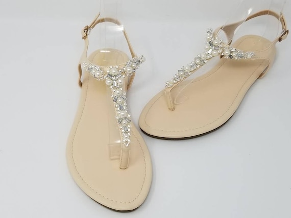 sandals with pearls on them