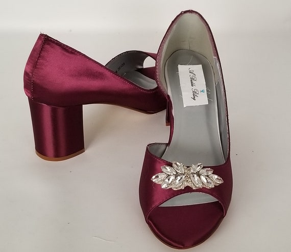 burgundy shoes block heel