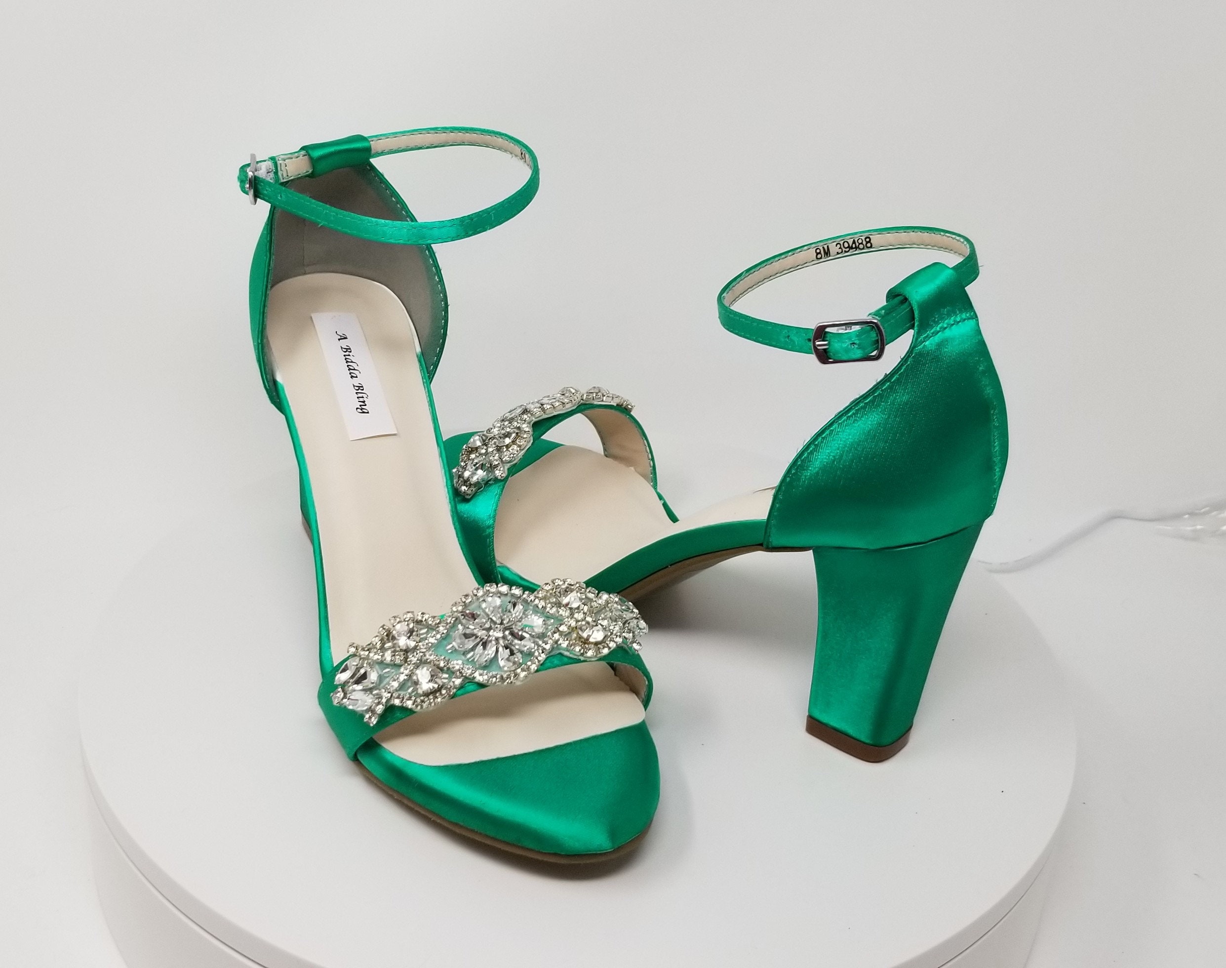 Emerald Green Bridal Shoes Crystal Applique Design Emerald | Etsy