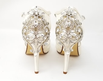Ivory Lace Wedding Shoes – Sparkling Crystal Design, Bridal Heels