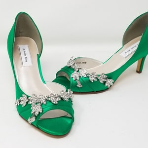 Emerald Green Bridal Shoes Emerald Green Wedding Shoes with Crystals or PICK FROM 100 COLORS Bridesmaid Shoes