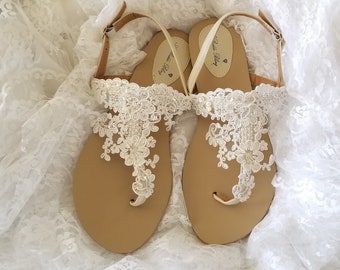 White Lace Bridal Sandals Destination Wedding Sandals Ivory Lace Wedding Sandals Beach Wedding Sandals Beach Wedding Shoes Vegan Sandals