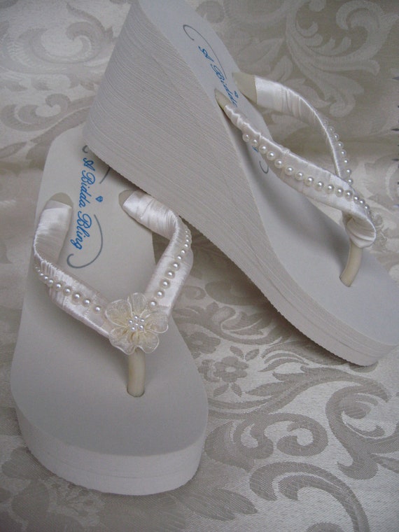 Ivory Flip Flops or White Flip Flops Bridal Flip Flops Sandals | Etsy