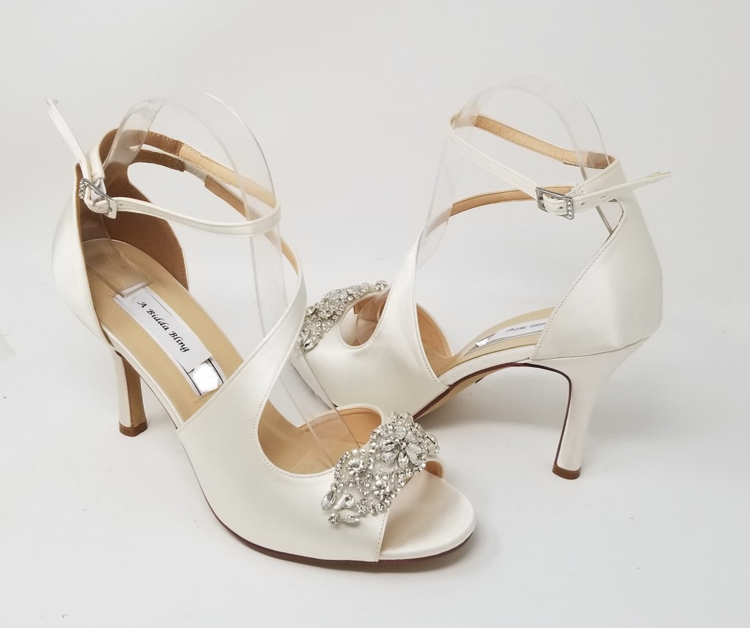 Ivory Bridal Shoes With Crystal Applique Ivory Wedding Shoes With