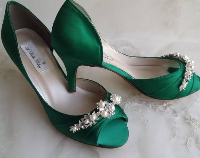 emerald green and gold shoes