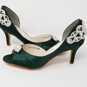 Hunter Green Wedding Shoes Hunter Green Bridal Shoes with Crystal Back Design Green Wedding Shoes PICK FROM 100 COLORS