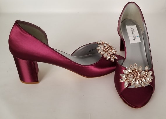 rose gold wedding shoes block heel