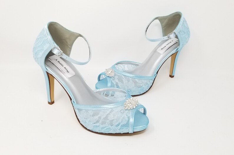 Blue Lace Bridal Shoes Blue Lace Wedding Shoes Lace Bridal Etsy