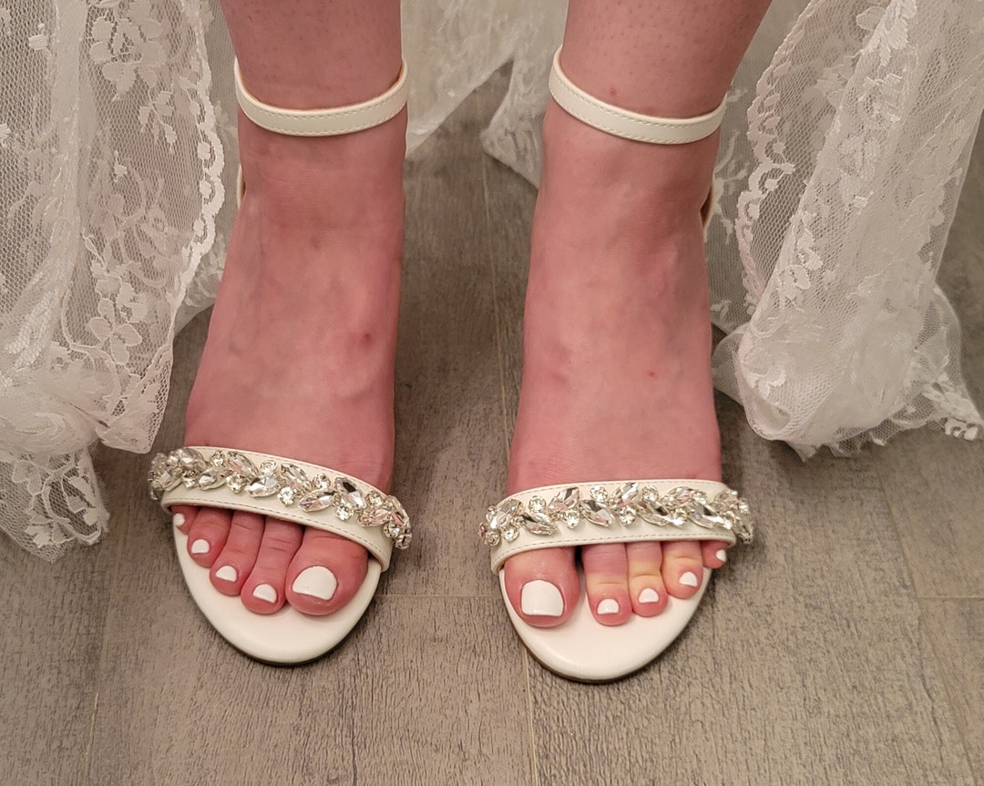 Lace Ivory Bridal Heels White Wedding Shoes Chunky Heels Ivory Bridal