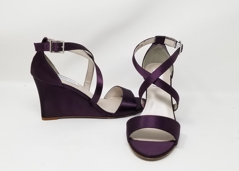 Egplant Purple Bridal Sandals Purple Wedge Purple Bridal Shoes Purple ...