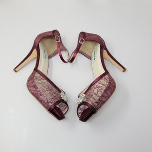 Wine Wedding Shoes Wine Bridal Shoes Wine Lace Wedding Shoes Wine Lace Bridal Shoes - Over 100 Color Choices to Pick From
