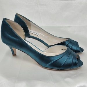 Teal Wedding Shoes Teal Bridal Shoes Teal Bridesmaid Shoes  PICK FROM 100 COLORS Different Heel Heights Teal Kitten Heels Teal Bridal Heels