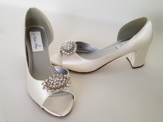 ivory wedding shoes chunky heel