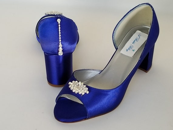 cobalt blue block heel shoes