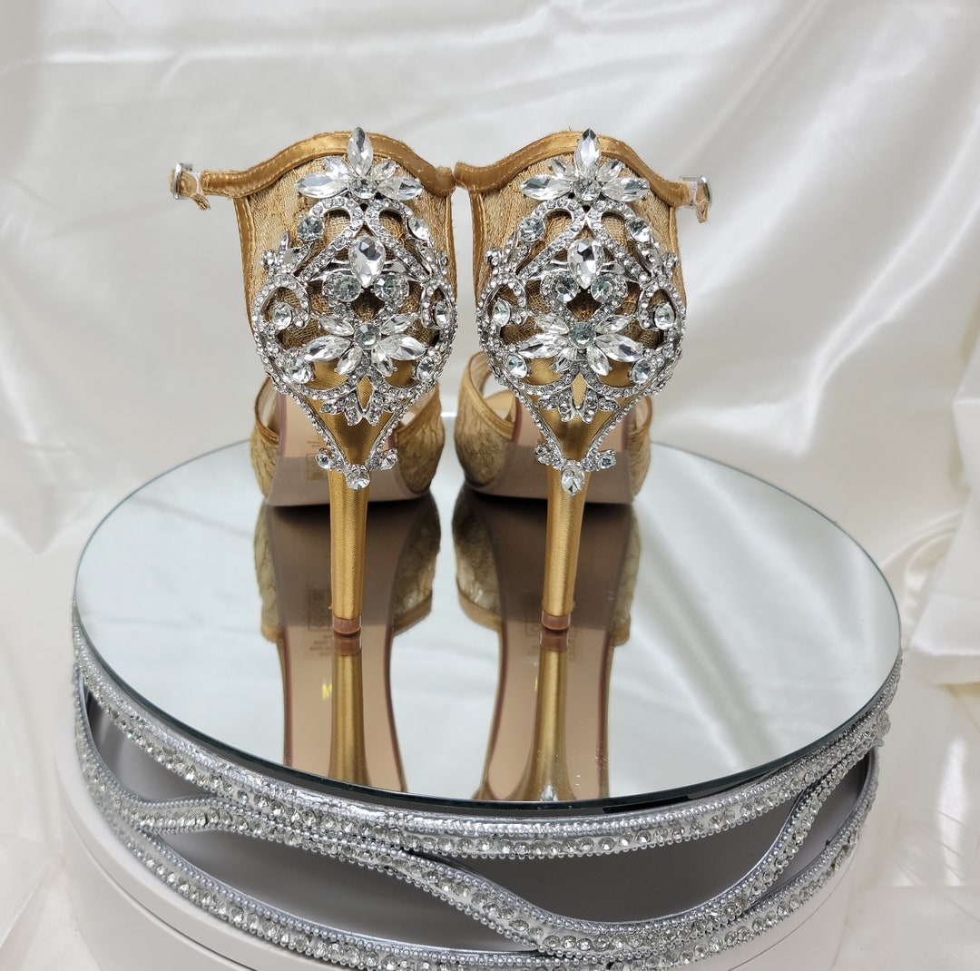 Gold Lace Wedding Shoes Crystals Gold Bridal Shoes Gold Lace Wedding