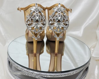 Gold Lace Wedding Shoes Crystals Gold Bridal Shoes Gold Lace Wedding Shoes Gold Lace Bridal Shoes -100 Colors  Gold Heels Gold Bridal Heels