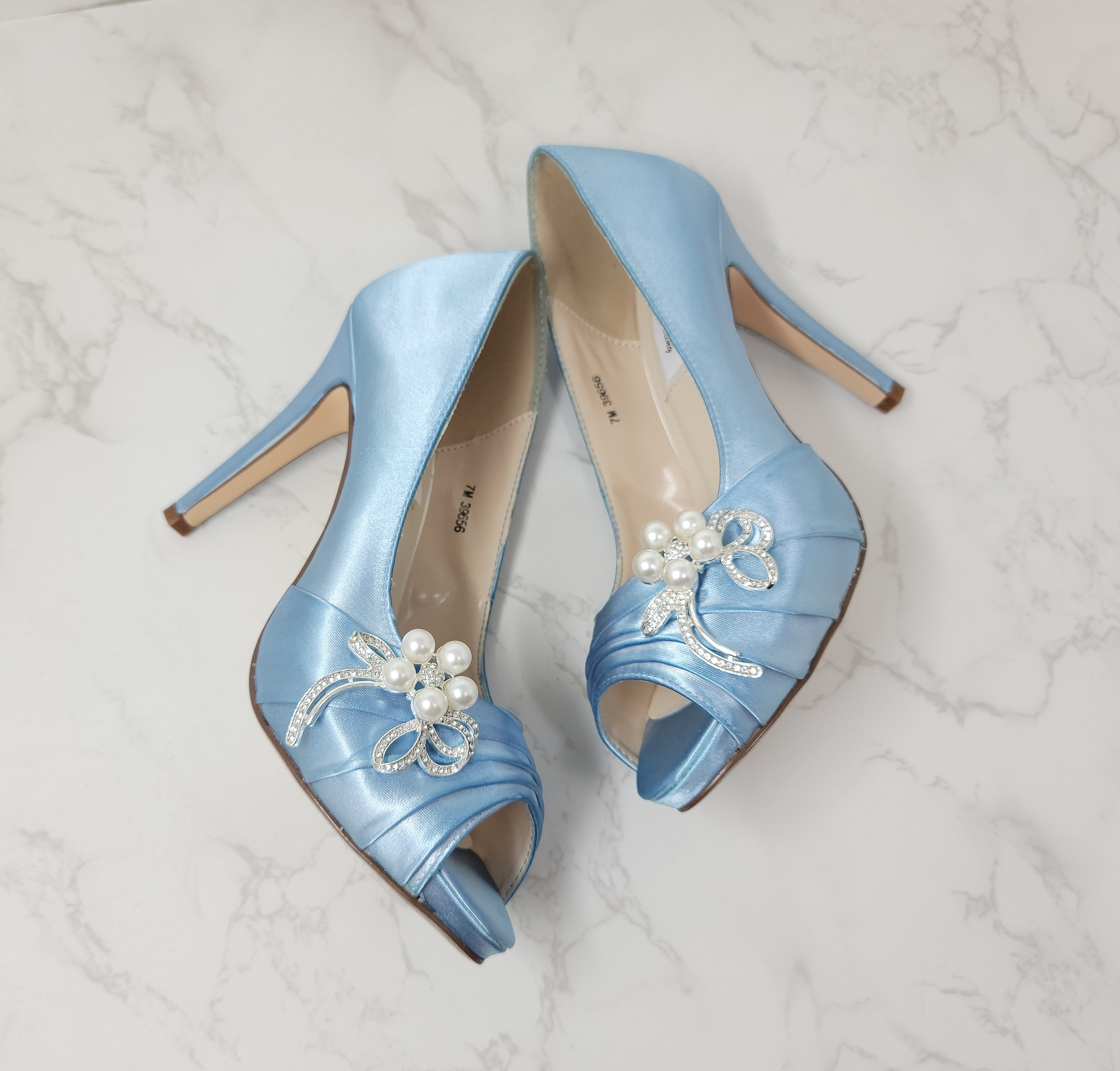 Blue Bridal Shoes Pearl and Crystal 