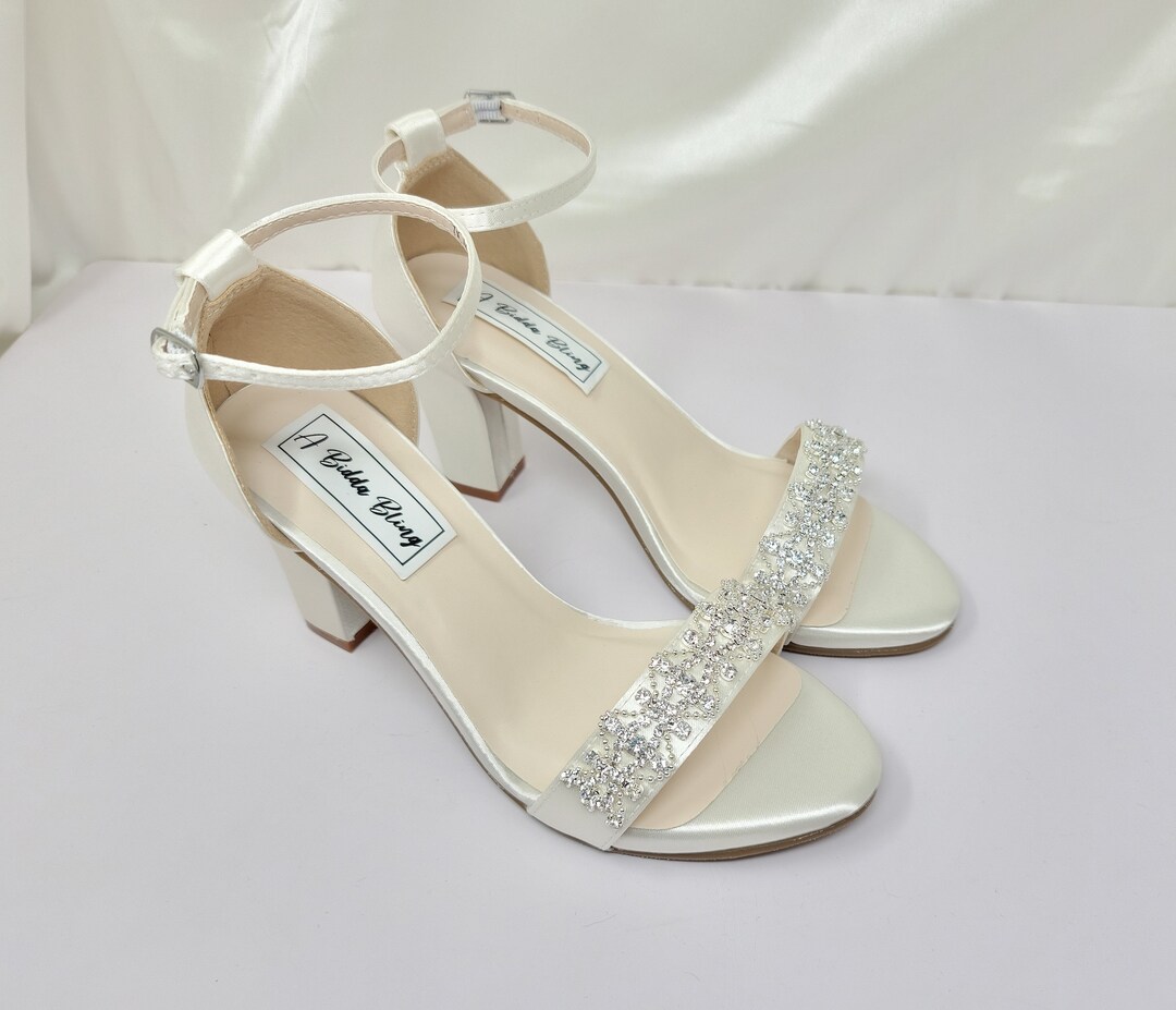 Ivory Bridal Sandals With Block Heels Art Deco Crystal Design Ivory — free download