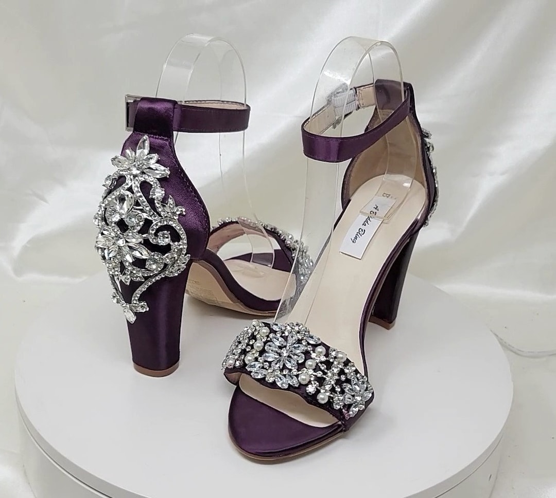 Berenjena Púrpura Bloque Tacones Más de 100 COLORES