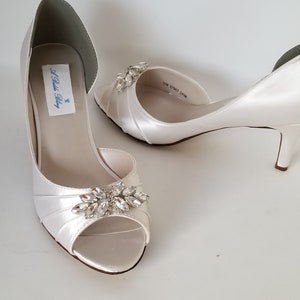 Ivory Bridal Shoes with Crystal Applique Ivory Wedding Shoes White Bridal Shoes - Over 100 Color Choices to Pick From
