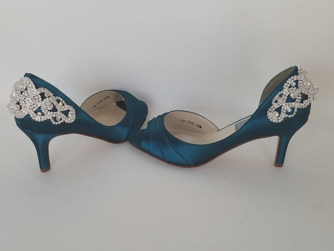 Turquoise Blue Bridal Shoes - Turquoise Bridesmaids Shoes – Custom Wedding  Shoes by A Bidda Bling