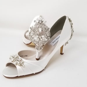 White Wedding Shoes with Crystal Designs Ivory Bridal Shoes Ivory Heels OVER 100 COLORS White Bridal Heels Ivory Wedding Heels