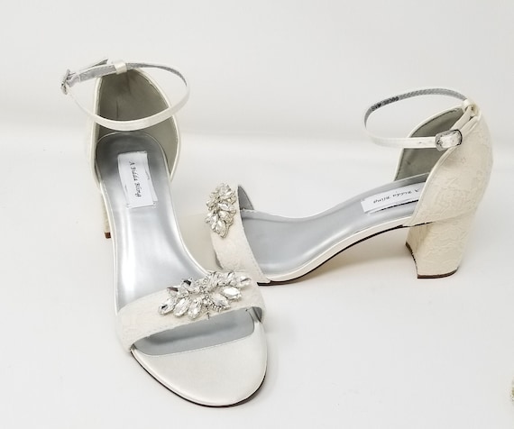 Ivory Wedding Shoes with Block Heel 