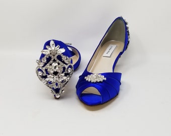 Blue Wedding Shoes with Crystal Back Design Blue Bridal Shoes Blue Kitten Heels 100 COLOR CHOICES Cobalt Blue Shoes Royal Blue Shoes