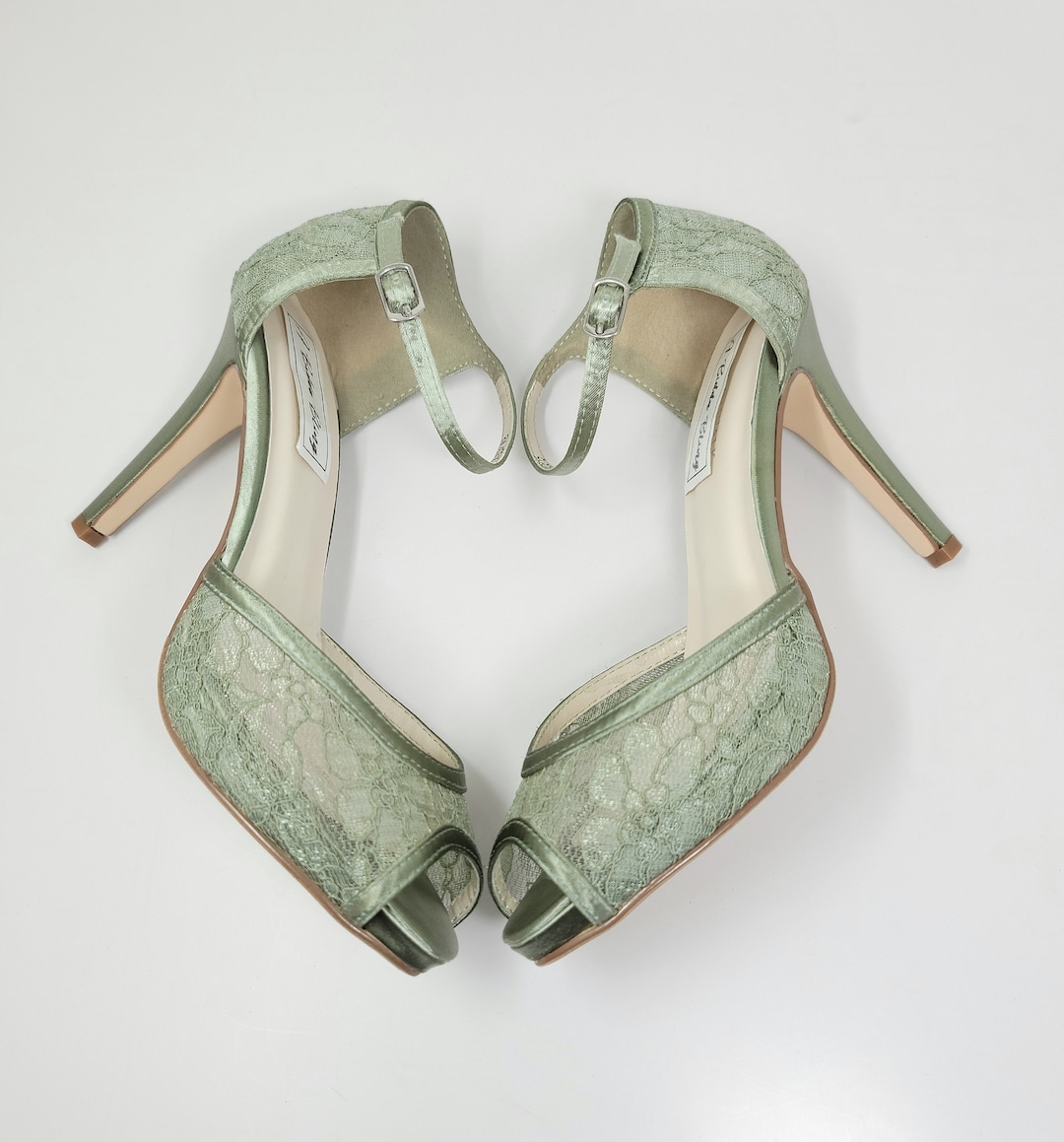 Sage Green Wedding Shoes Sage Green Bridal Shoes Lace Wedding Shoes