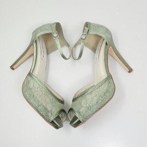 Sage Green Wedding Shoes Sage Green Bridal Shoes Lace Wedding Shoes Lace Bridal Shoes - Over 100 Color Choices to Pick From