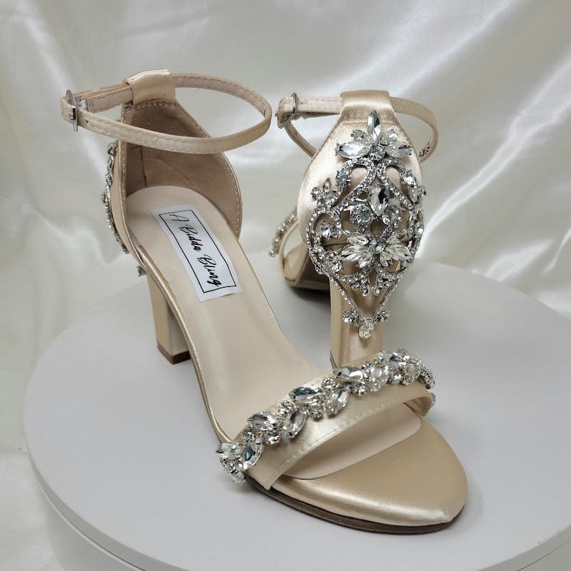 champagne chunky heels