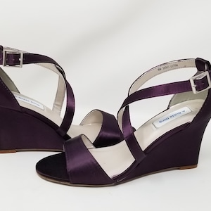 Egplant Purple Bridal Sandals Purple Wedge Purple Bridal Shoes Purple Wedding Shoes Purple Wedge Bridal Sandals 100 COLOR CHOICES