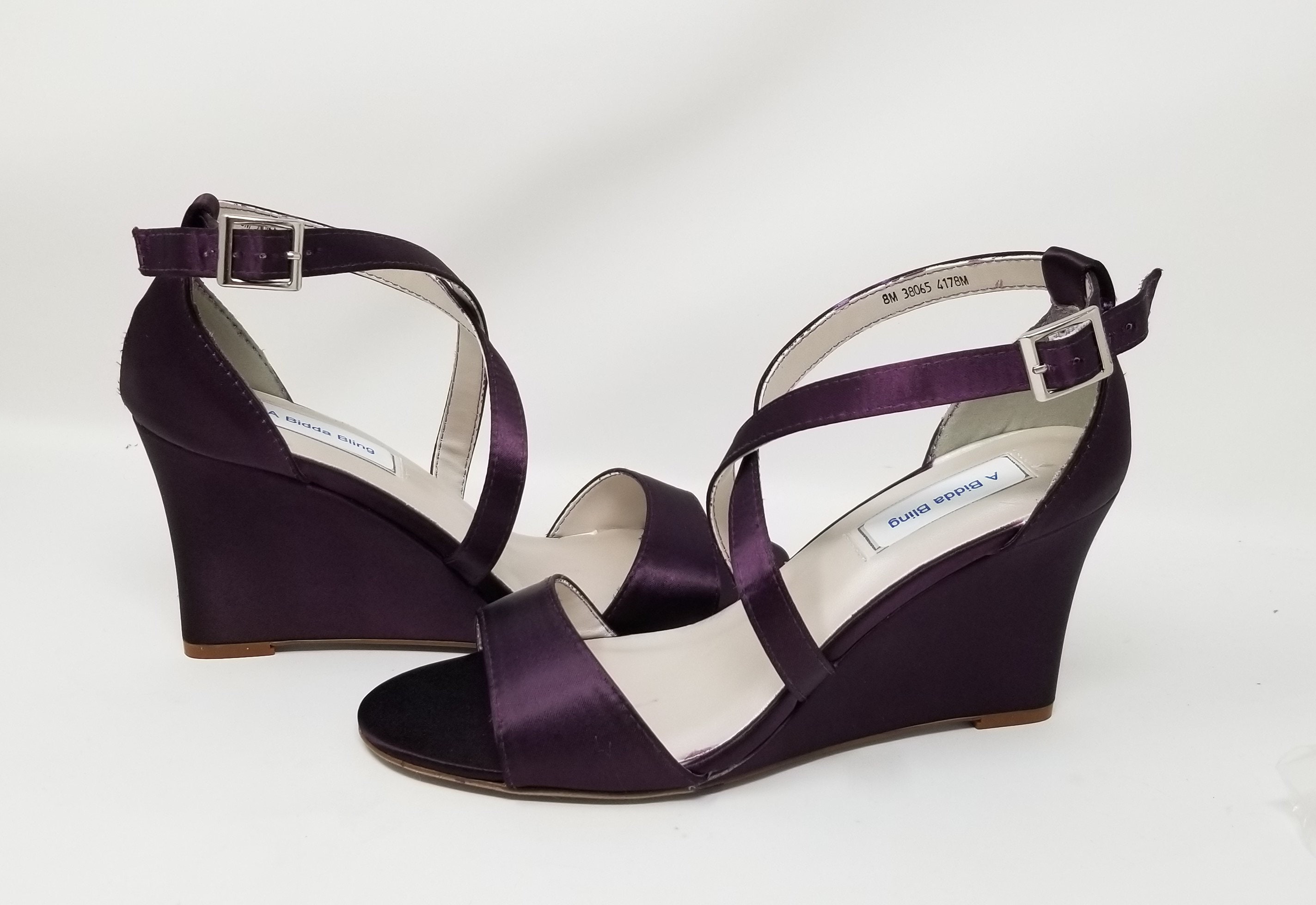 purple wedge heel shoes